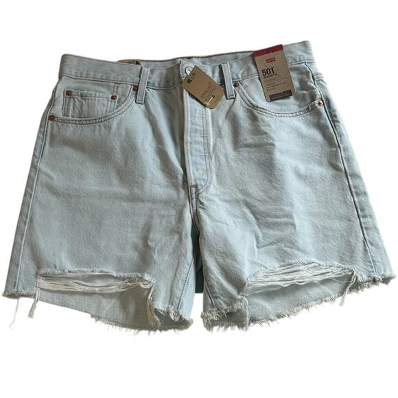 Levi Strauss Womens 501 Shorts Size 33 Cut Off Light Blue Denim High Rise NWT - Picture 2 of 11